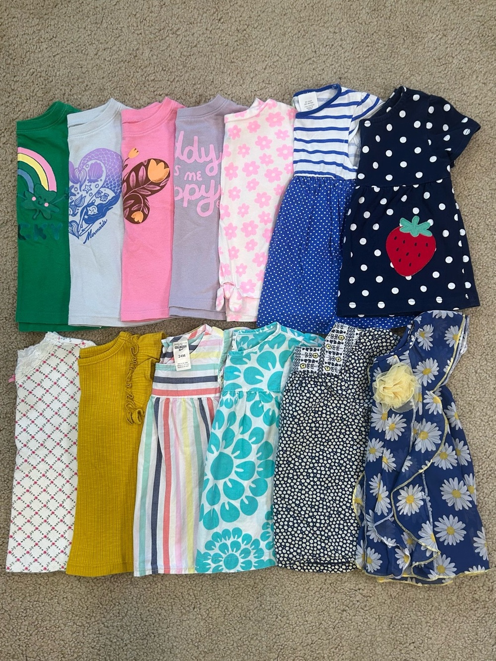 Girls Short-Sleeved Tops Bundle Size 18-24 Months (13 Shirts)